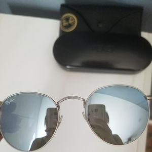 Ray-Ban blue silver tinted round frame sunglasses